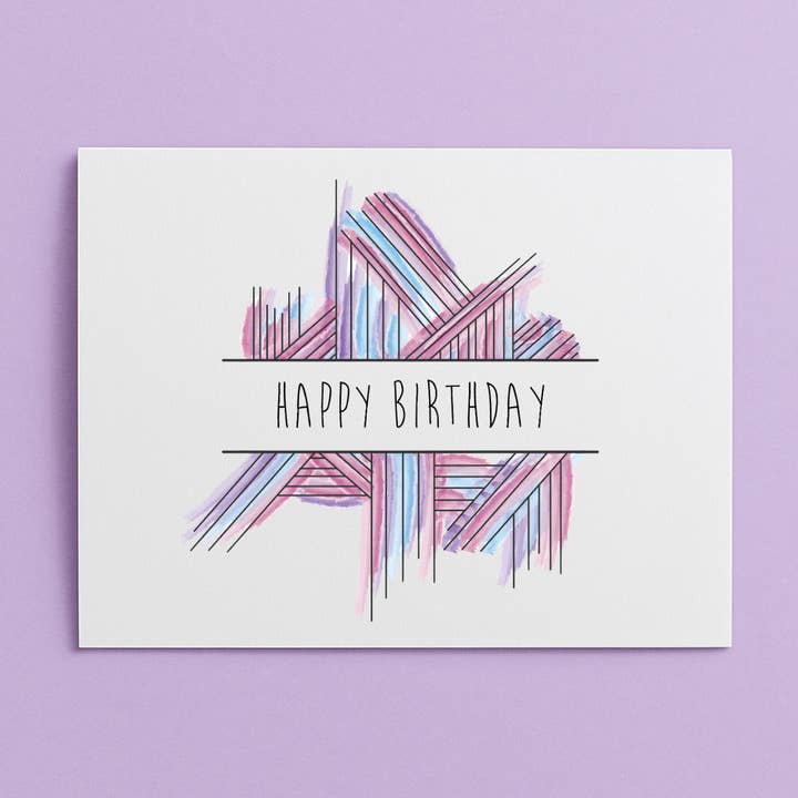 Happy Birthday Abstract Pink Card for wholesale by Cards by Renee