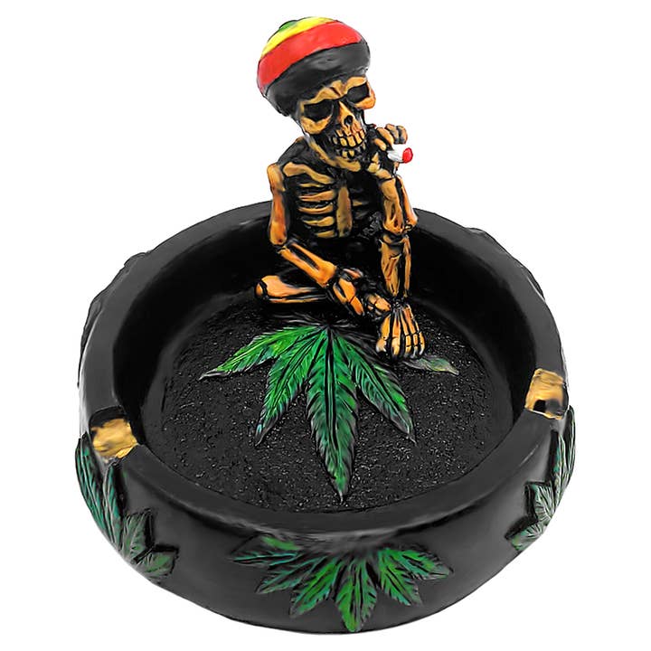 Smoking Dead Man Rasta Figurine Round Ash Tray for wholesale by Pichincha