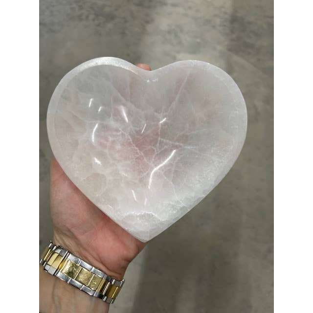 14cm Selenite Heart Bowl for wholesale by Casablanca Exports