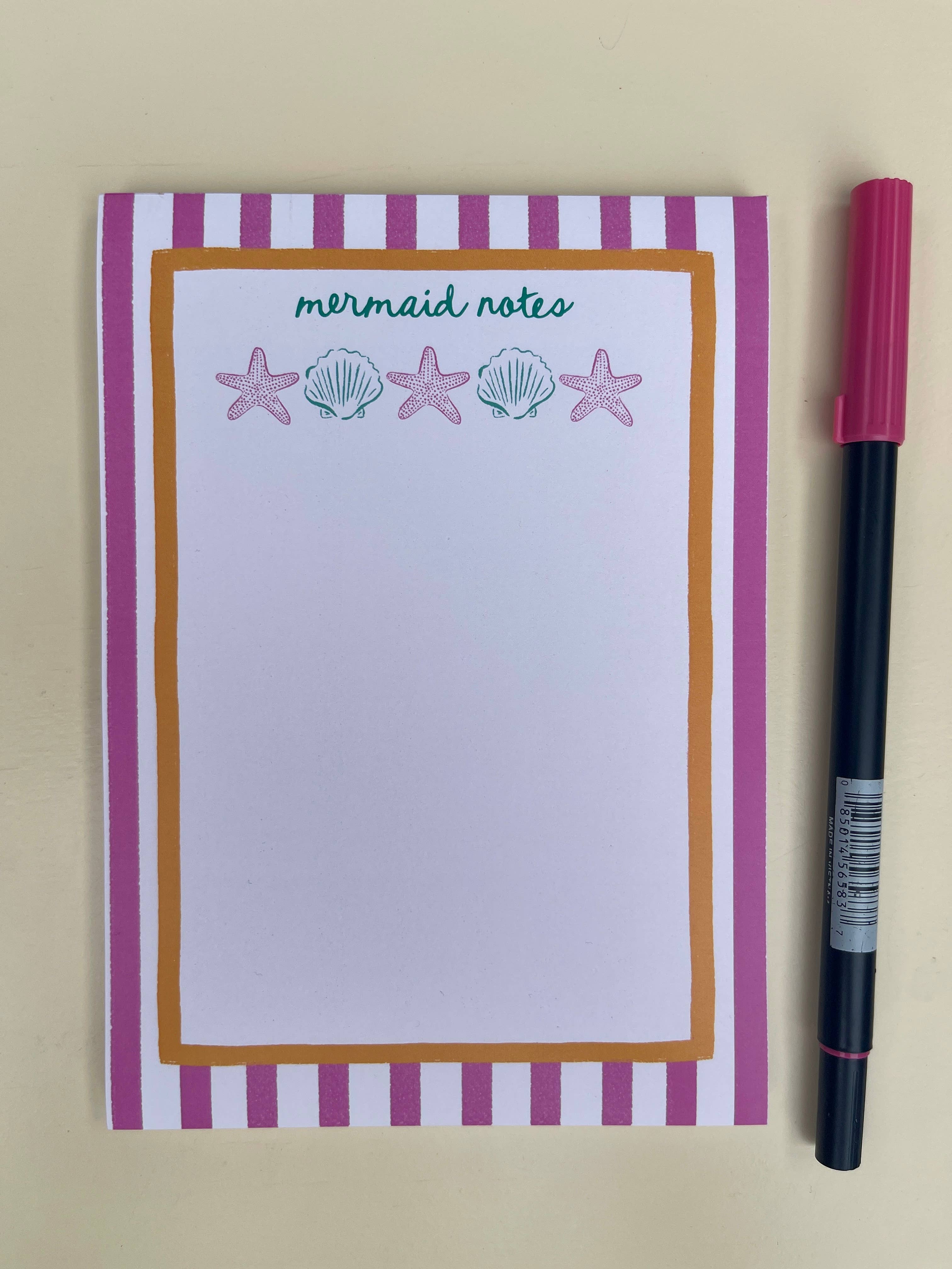 The Shelley Society - Wholesale Notepad - Mermaid Notes Seashell & Starfish Beach Coastal Notepad 5x73