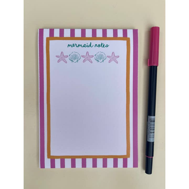 The Shelley Society - Wholesale Notepad - Mermaid Notes Seashell & Starfish Beach Coastal Notepad 5x73