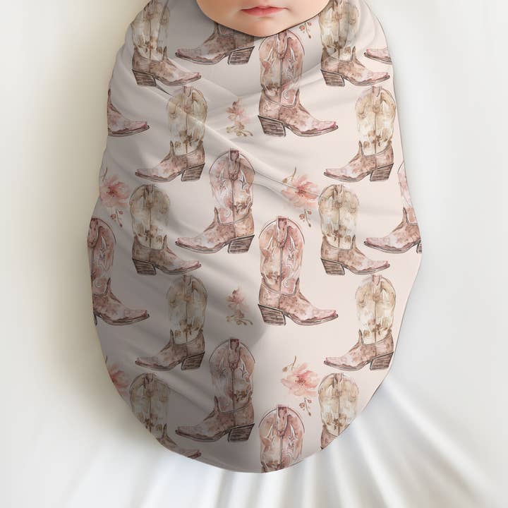 Rufflеѕ & Bоwtіеѕ - Affordable Boys & Girls Clothing - Wholesale Bedding Blanket - Kids & Baby - Girls Watercolor Western Cowboy Boot Nursery Blanket 30X402