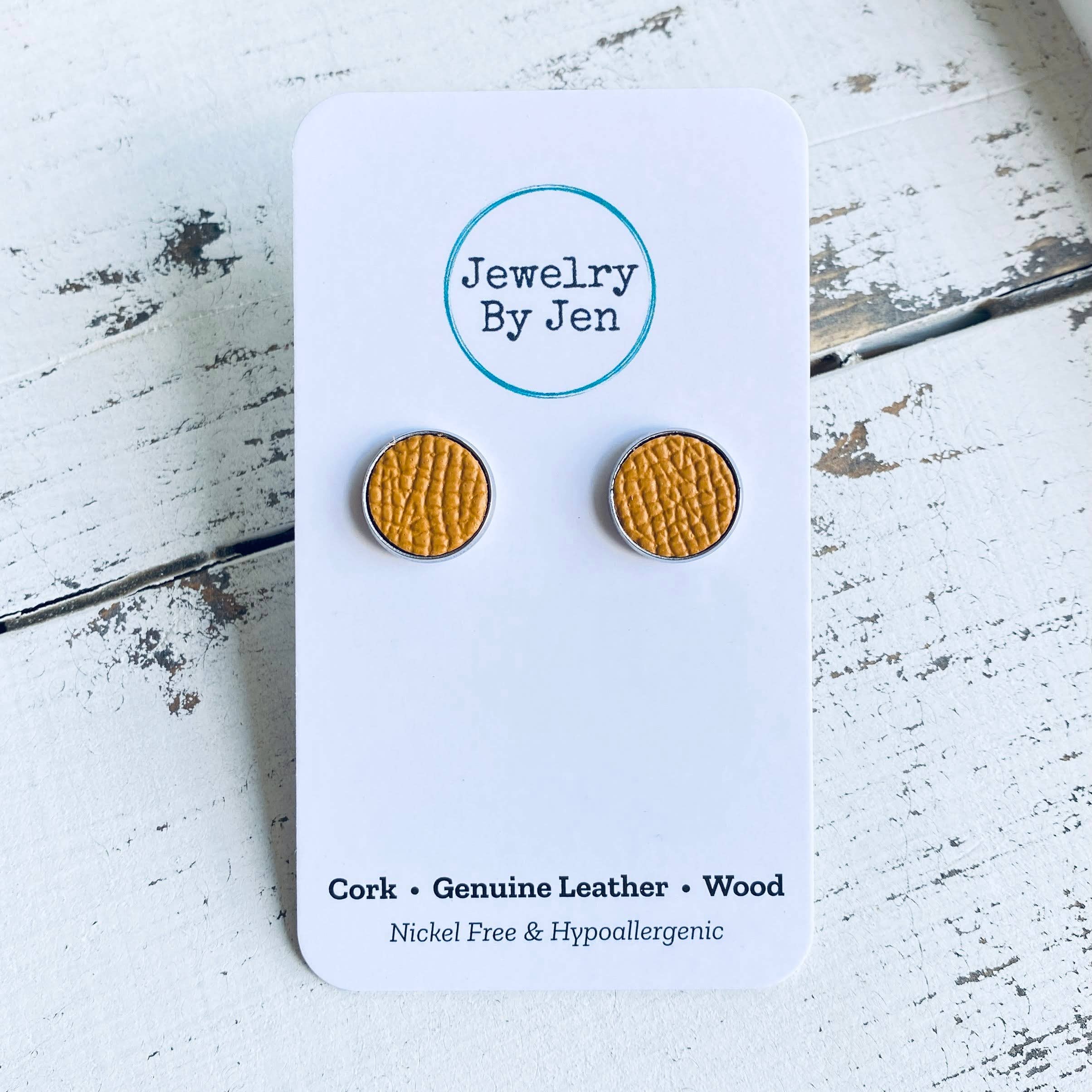 Jewelry By Jen - Wholesale Stud/Post Earrings - Stud Earrings: Mustard Saffiano1