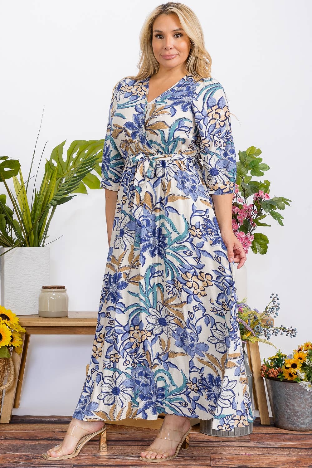 Fashion Space – Großhandel Kleid – Damen – Maxikleid mit Blumenmuster für Damen in großen Größen3
