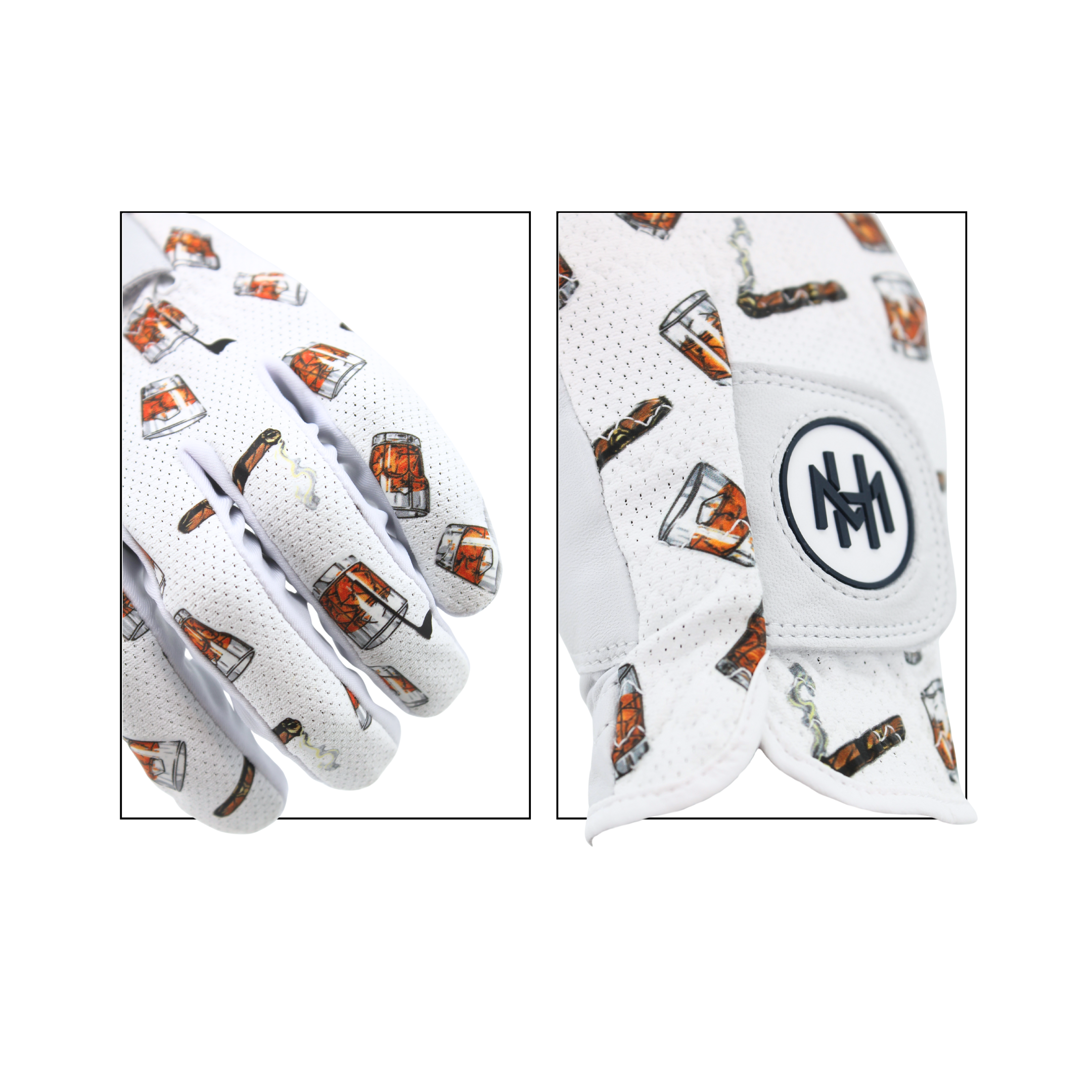 Whiskey & Cigar WHT Men's Golf Glove | MULLIGAN HOOLIGAN® for wholesale on Faire2