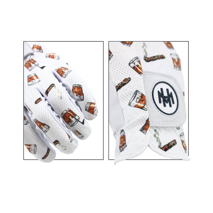 Whiskey & Cigar WHT Men's Golf Glove | MULLIGAN HOOLIGAN® for wholesale on Faire2