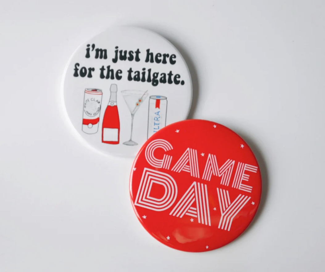 Tailgated Co. - Wholesale Lapel Pin/Button - Red Game Day Tailgate Buttons | Game Day Pins0