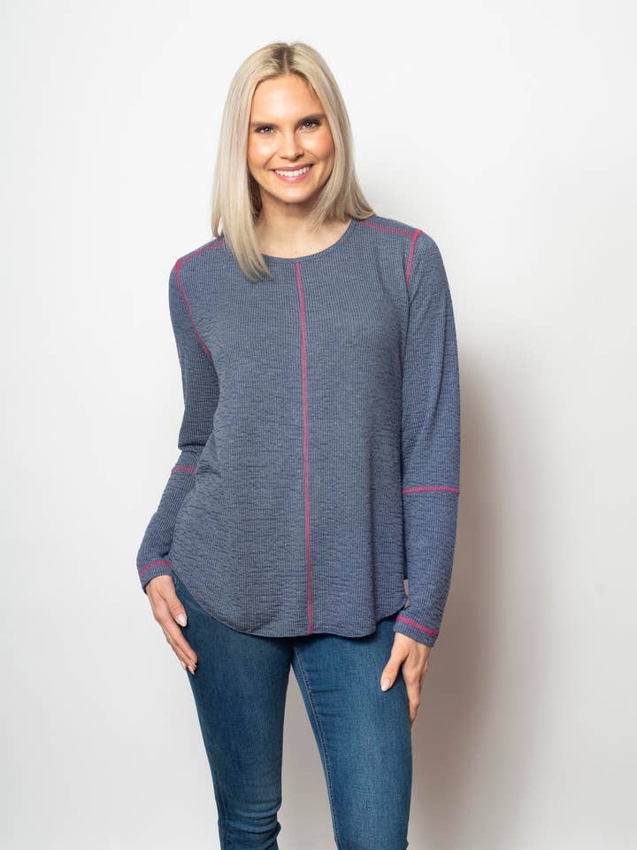 Seersucker Weekender - Pullover-contrast Trim With 5 Thread for wholesale by SnoSkins