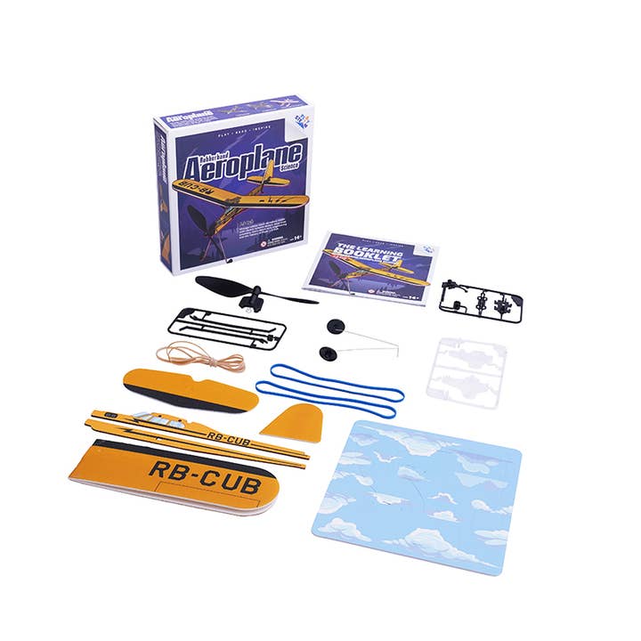 PlaySTEM - Wholesale DIY Craft Kit - Kids - J-3 Cub - Classic Series, Rubber Band Airplane Science