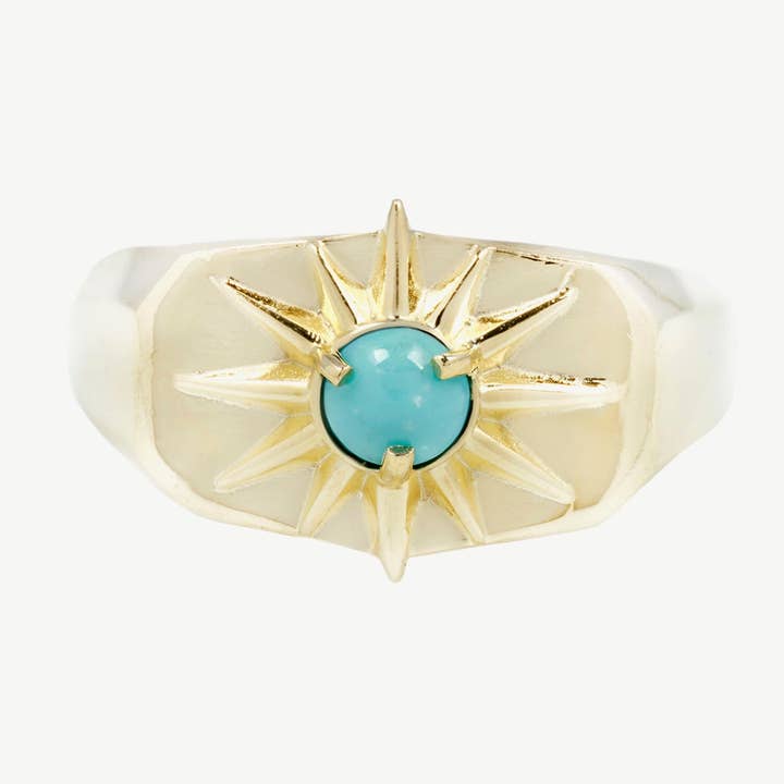 Starburst Signet in Turquoise/Gold for wholesale by Studio Grun