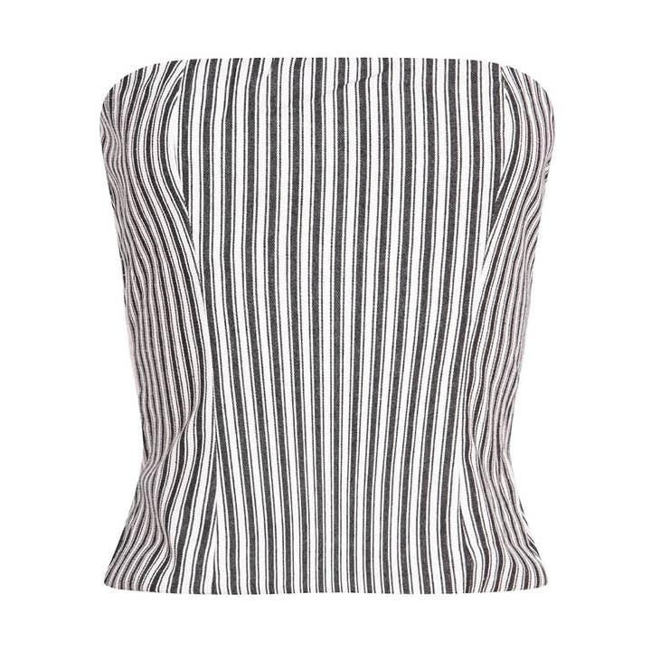 Black White Striped Strapless Corset for wholesale by London Atelier Byproduct