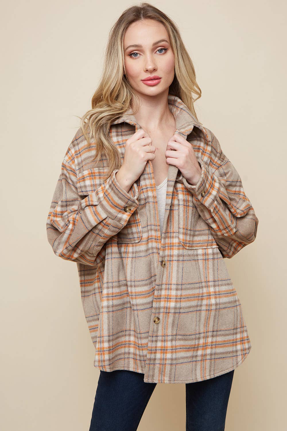 Saints & Hearts – wholesale Skjortjacka/jackett – Dam – SIJ5166D TJOCK STICKAD ÖVERDIMENSIONERAD RUTIG SCHACKET MED FICKOR