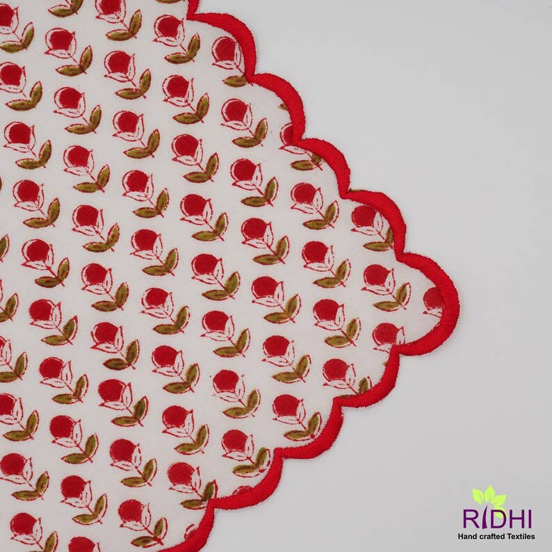 Fabricrush - Wholesale Dinner & Cloth Napkin - Fabricrush Red And Green Scalloped Napkins3