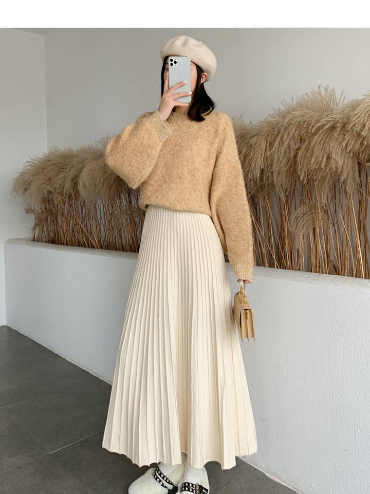 Marayn - Wholesale Skirt – Women’s - Chic ALine Knit Maxi Skirt AutumnWinter9