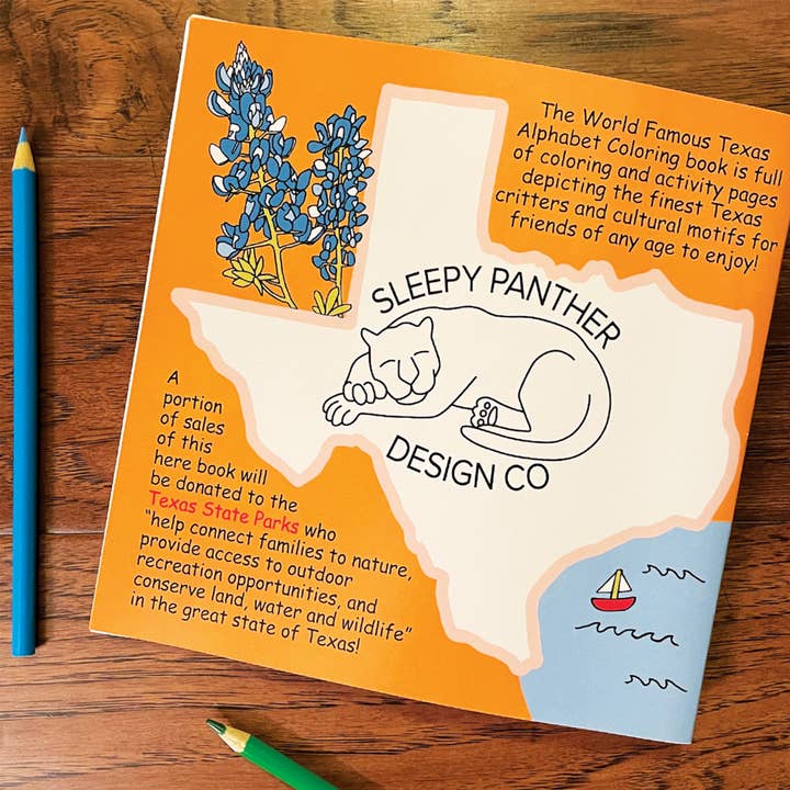 Sleepy Panther Design Co - Vente Livre de coloriage et d'activités pour enfants et bébés - Livre de coloriage de l'alphabet texan mondialement connu3