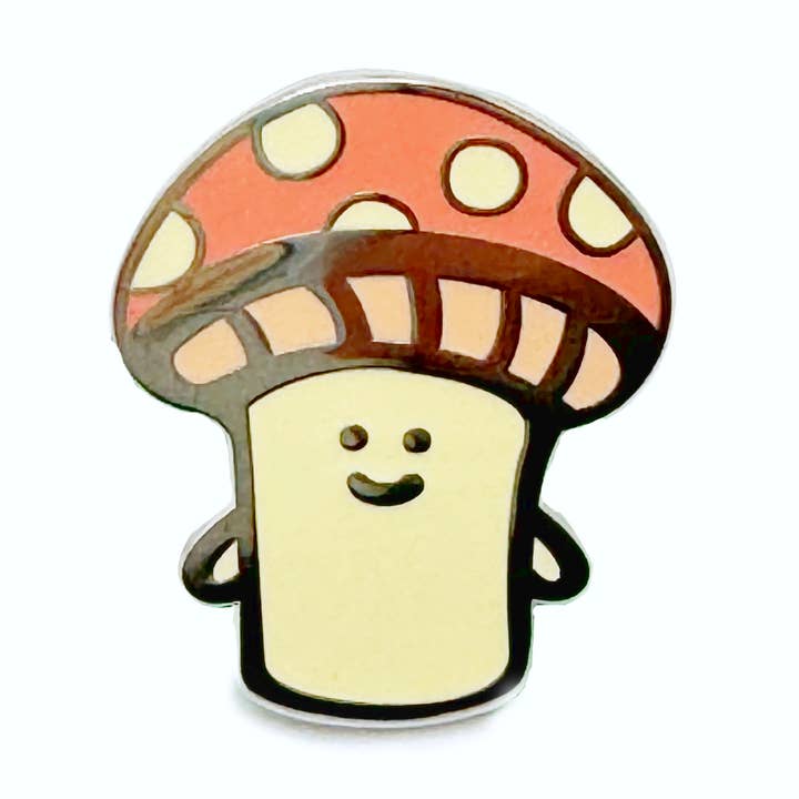 Mushroom Enamel Pin for wholesale by Brightspot Design