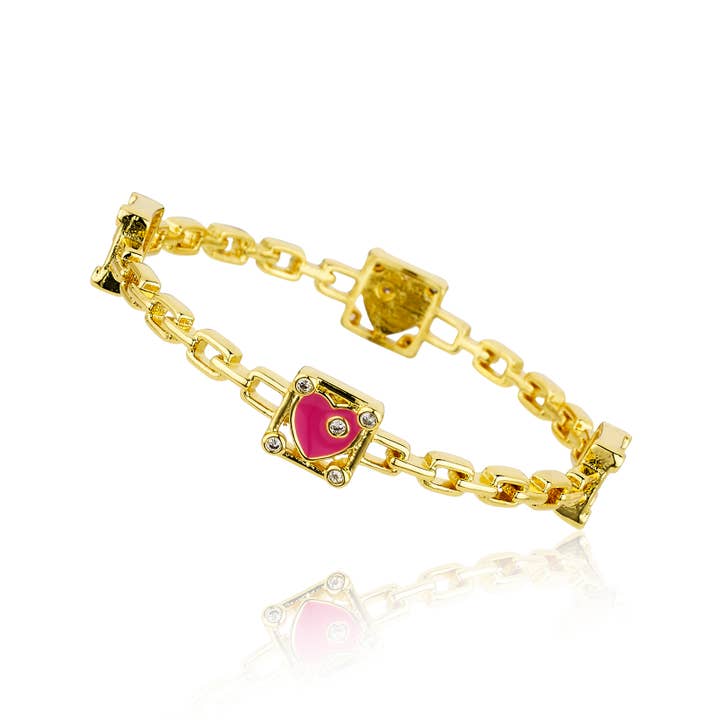 Brazalete esmaltado con forma de corazón para venta al por mayor de Little Miss Twin Stars