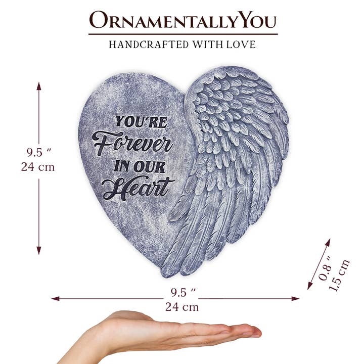 OrnamentallyYou - Wholesale Stepping Stone - You’re Forever in Our Hearts Angel Wing Stepping Stone, 9.5" Garden Decorative Memorial Resin Figurine2