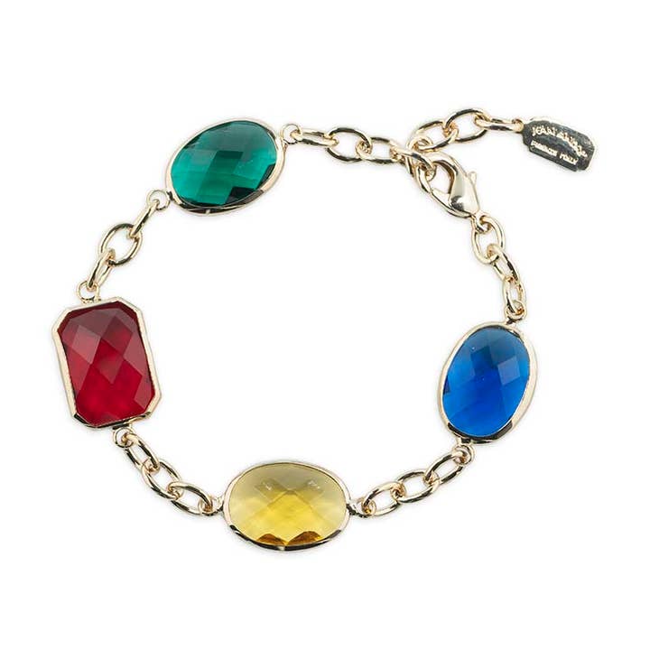 Chain bracelet with multicolor crystals for wholesale by Bijoux Jean André S.R.L.