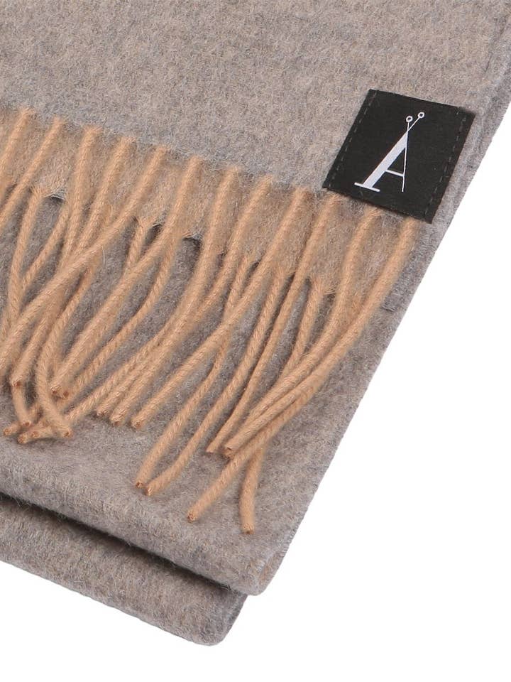 London Scarf in Camel/Grey (Unisex) for wholesale by Adeela Salehjee