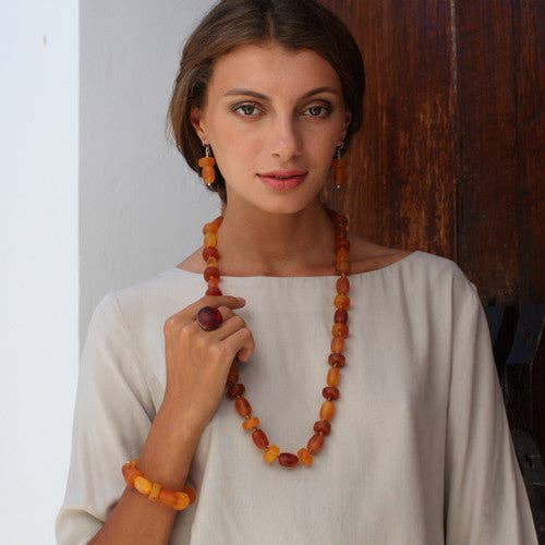 Naxos Long Resin Necklace for wholesale by Polka Luka