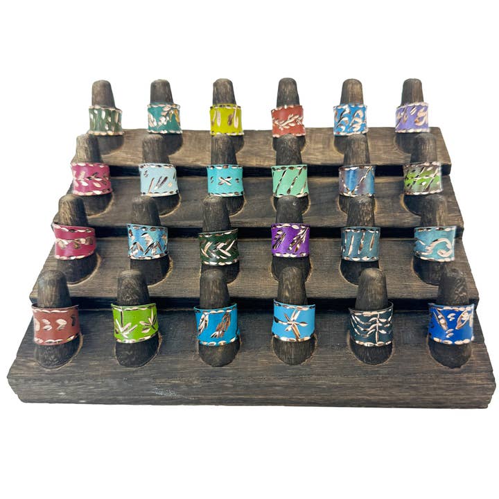 Patina Engraved Copper Ring Pre-Pack with Display for wholesale by Anju Jewelry