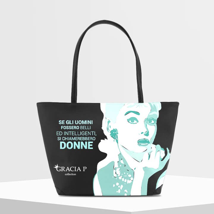 V Bag por Gracia P -Made in Italy- Frase Audrey Hepbu por atacado de GLOBALSHOP SRL