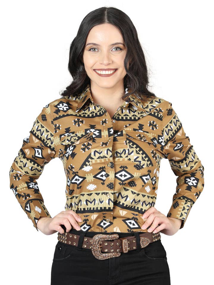 Chemise décontractée à manches longues par El General Mustard 44421 pour la vente par El General Western Wear