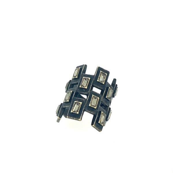 Checkered Baguette Ring for wholesale by Rebel Designs Accessories