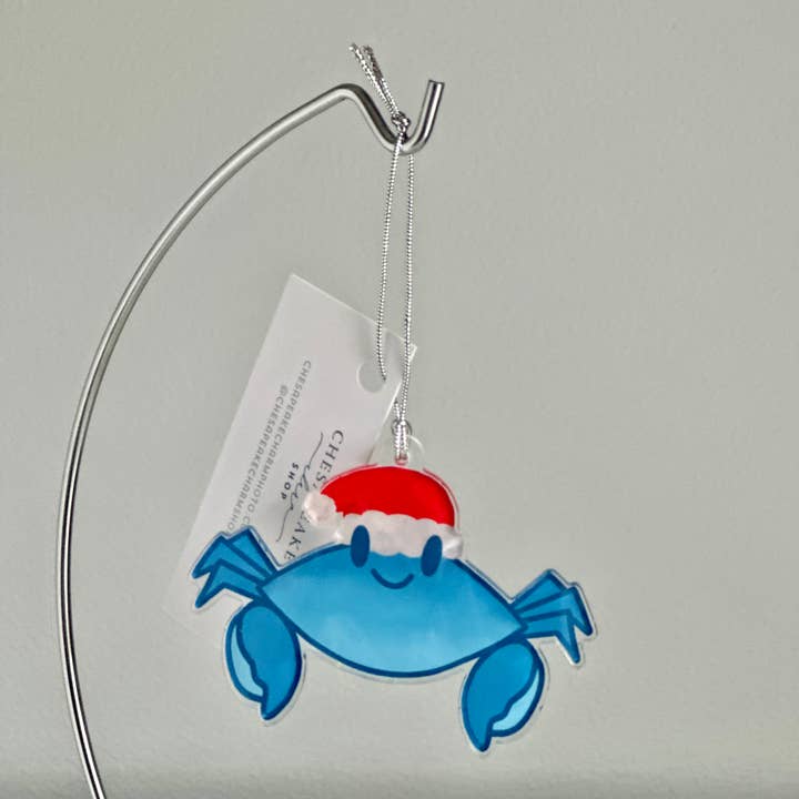 Chesapeake Charm Shop - Wholesale Ornament - Blue Crab with Santa Hat Christmas Ornament2