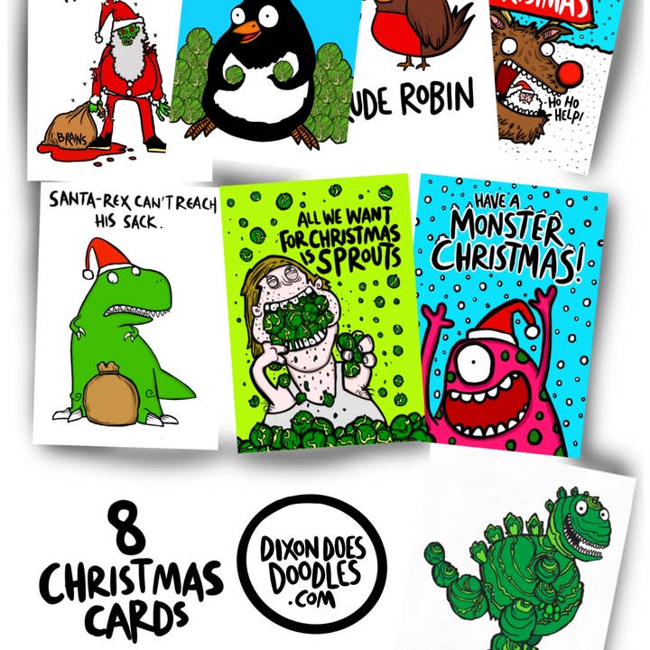 Julkort Multipack för wholesale av Dixon Does Doodles