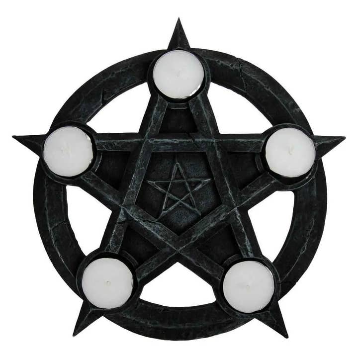 Pentagram Gothic Wiccan Tealight Holder for wholesale by Lionstar