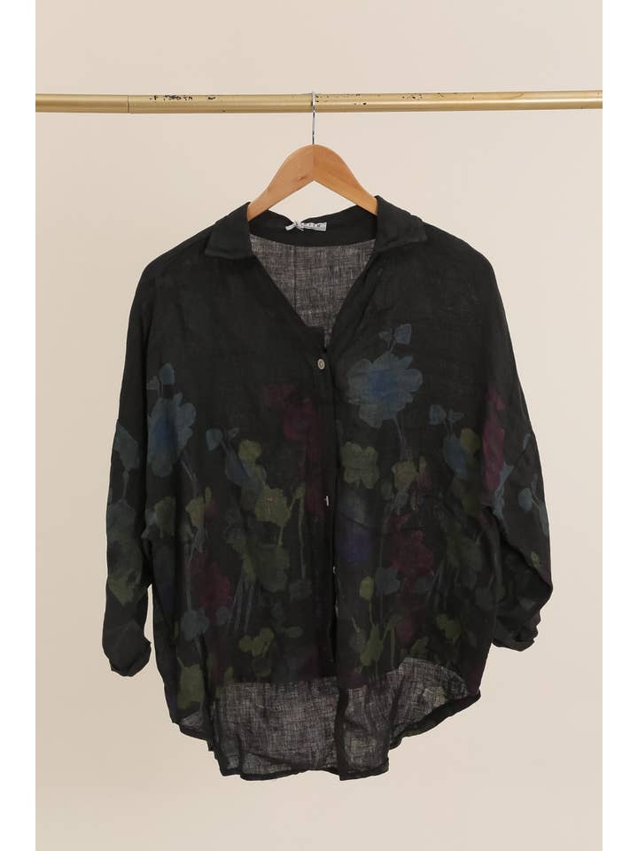 la maison des fibres naturelles – wholesale College/Baseball Jacket - Women’s – Floral print blouse 20984 100% linen7