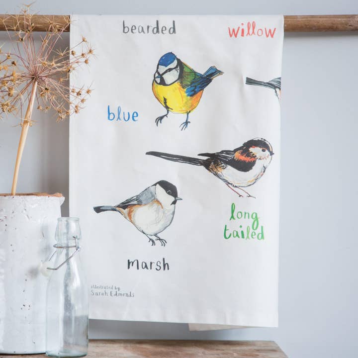 Sarah Edmonds Illustration - Wholesale Tea Towel - Tits Bird Cotton Tea Towel