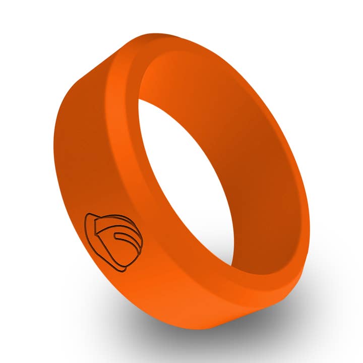 Orange Helmet Silicone Beveled Ring, Wedding Ring for wholesale by Wildfire Ring