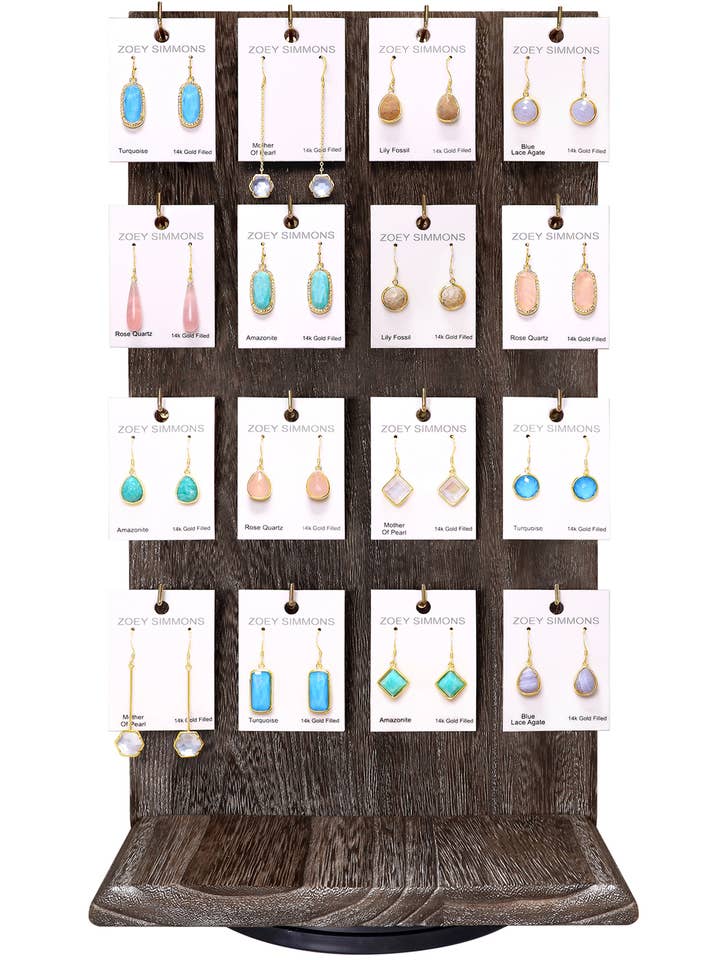 $15,00 pr. stk. x 16 stk. halvædelstensøreringe forpakning for engroshandel hos Zoey Simmons