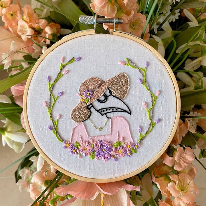 Stitches By Tiff - Wholesale Embroidery/Cross Stitch Supplies - Spring Plague Doctor Girl Craft DIY Embroidery Kit