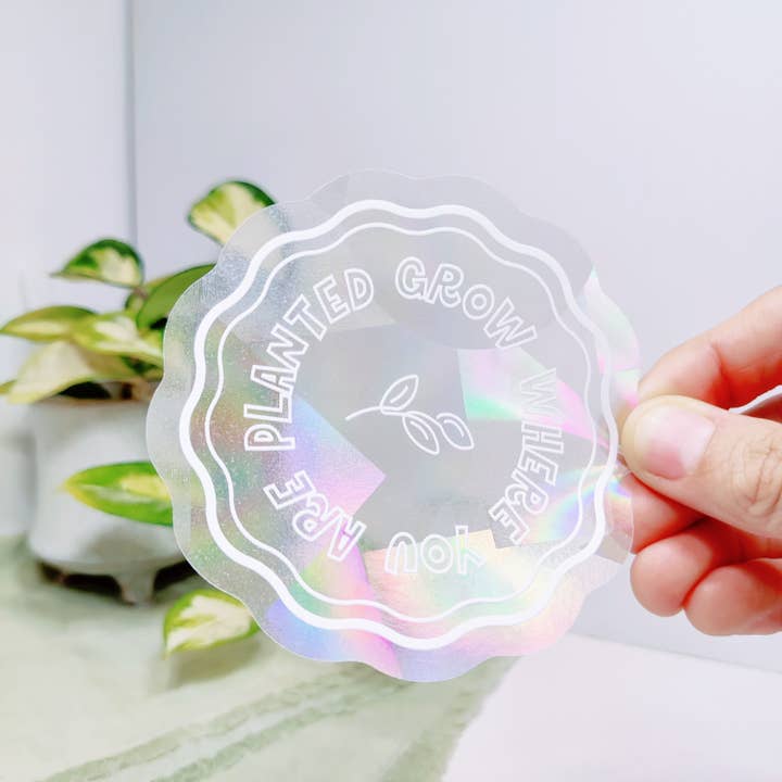 BumbleB Graphic Design - Wholesale Sticker - Grow Where You Are Planted Suncatcher Sticker1