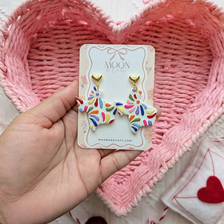 Moon & Cats - Wholesale Dangle Earrings - Talavera fiesta Texas dangles0