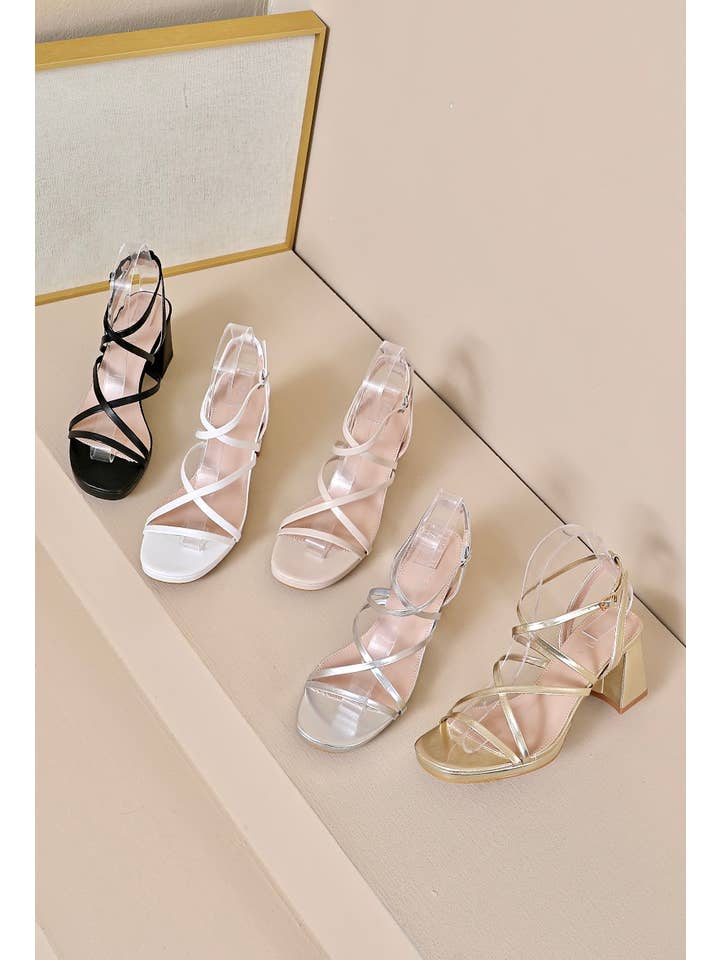 Joia Paris - Wholesale Platform Heels - Women's - Wedge Heel Sandal with Crossed Strap H8-8365