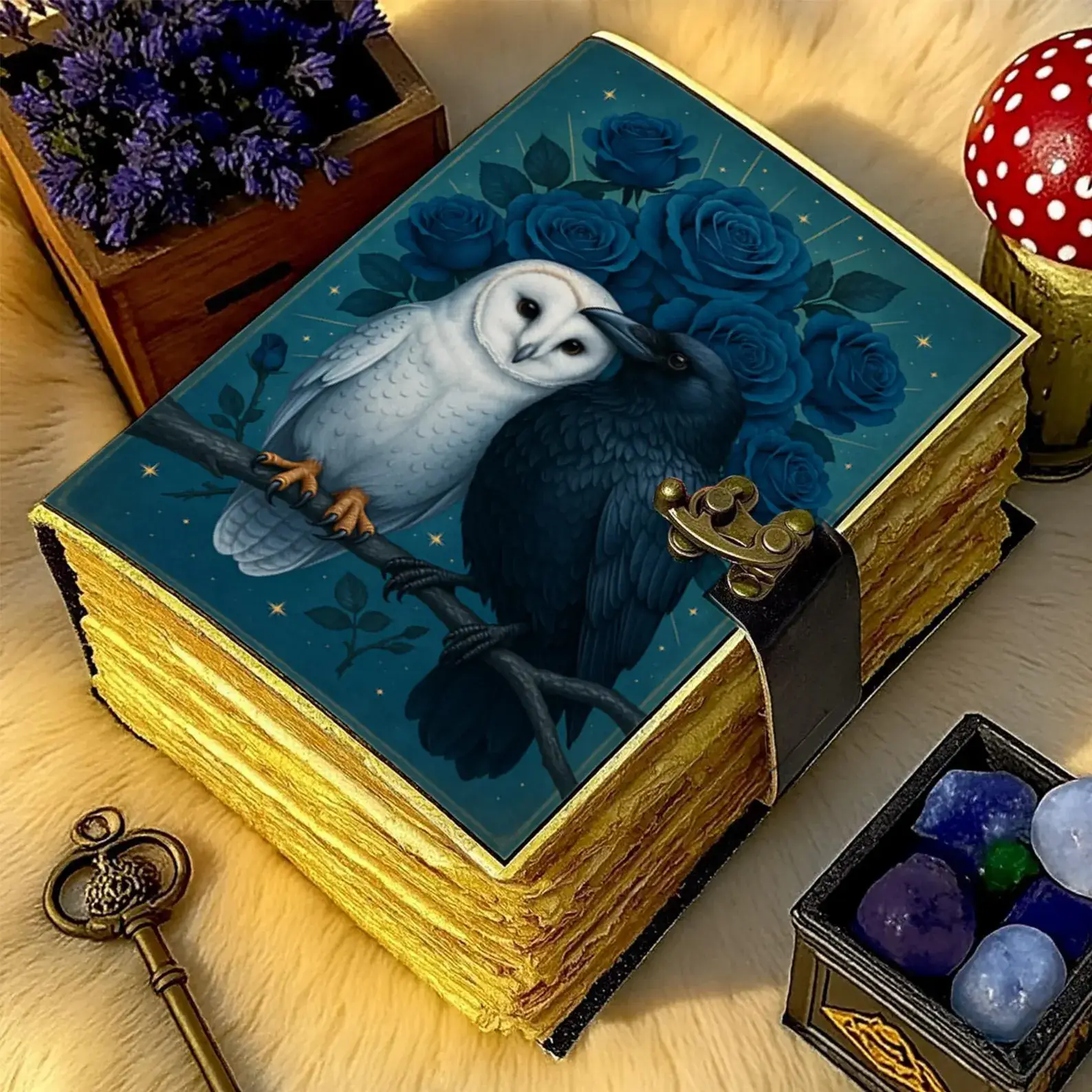 MNM HANDICRAFTS – wholesale Journal/diary – Owl and Raven Leather Journal – Handmade Grimoire Notebook 5