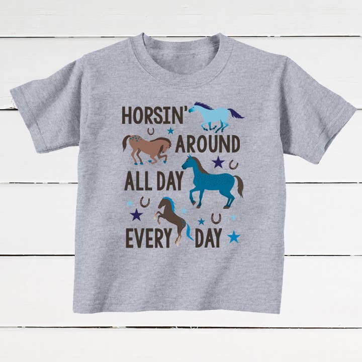 Horsin' Around All Day Toddler and Youth T-Shirt for wholesale by Equestrian Creations