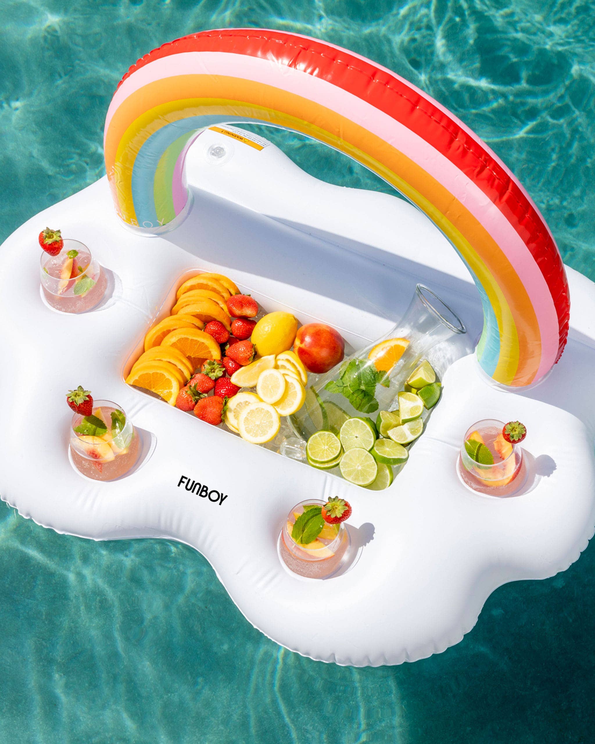 FUNBOY - Vente Jeu gonflable - Glacière gonflable : station de boissons flottante Rainbow Cloud2