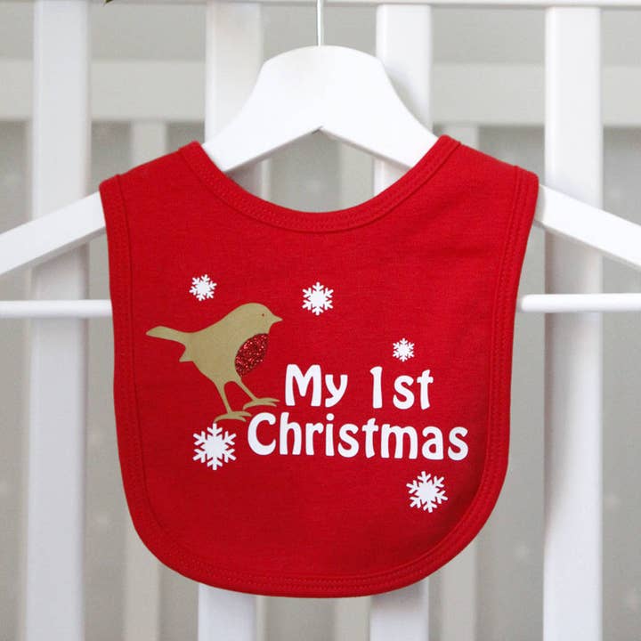 My First Christmas Robin Bib for wholesale by Juliet Reeves Designs