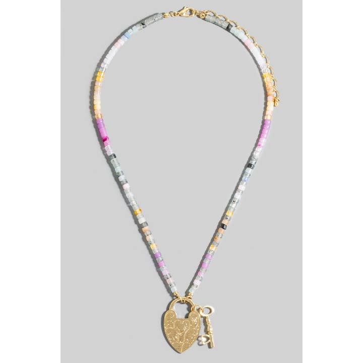 GDMLT Collana con ciondolo a forma di cuore con serratura e chiave con perline in vendita all'ingrosso su Faire