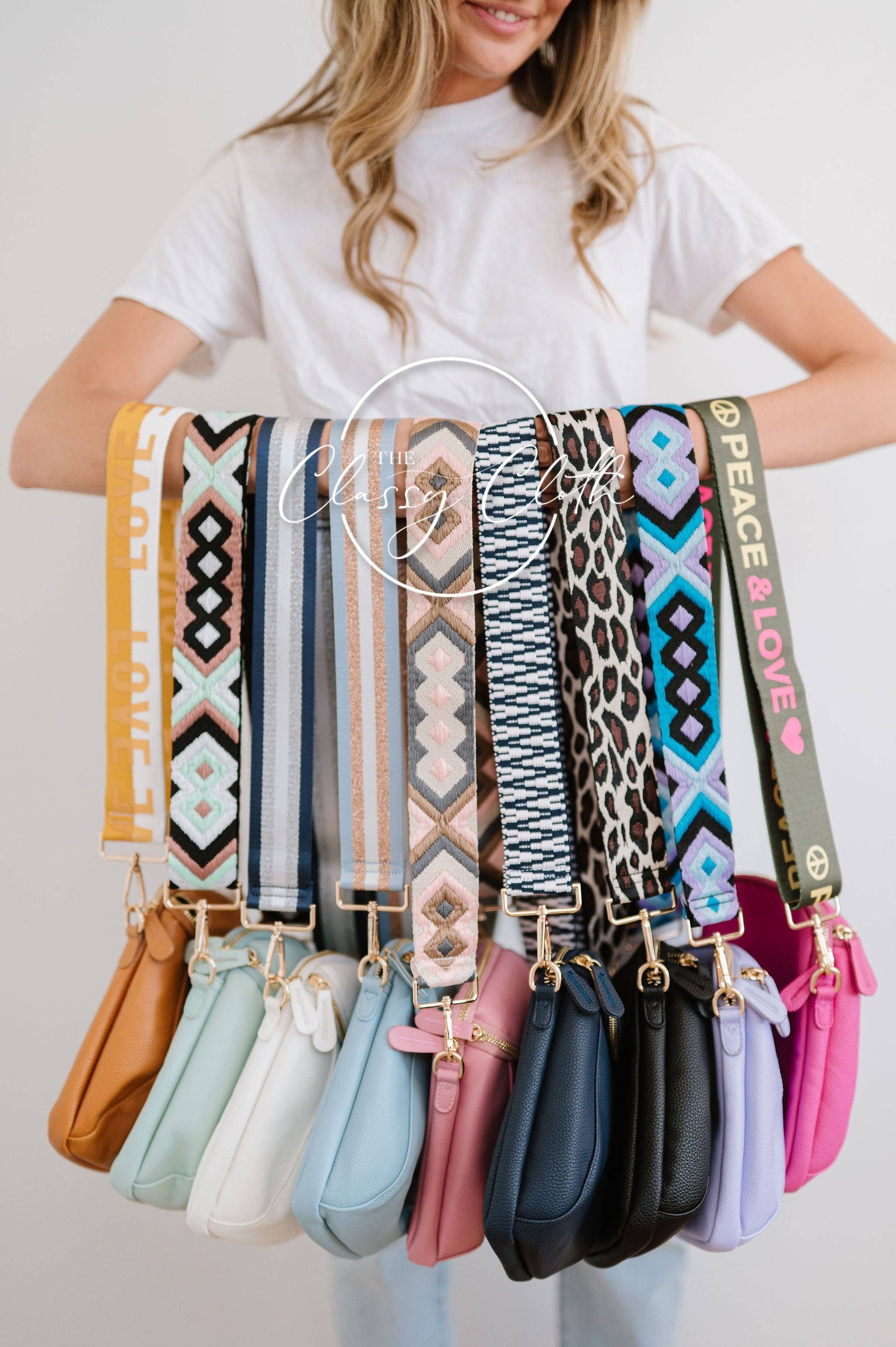 The Classy Cloth WS - Wholesale Crossbody Bag - Women's - Corinne Crossbody Bag - Navy - Navy White Zig Zag Stripe RTS8