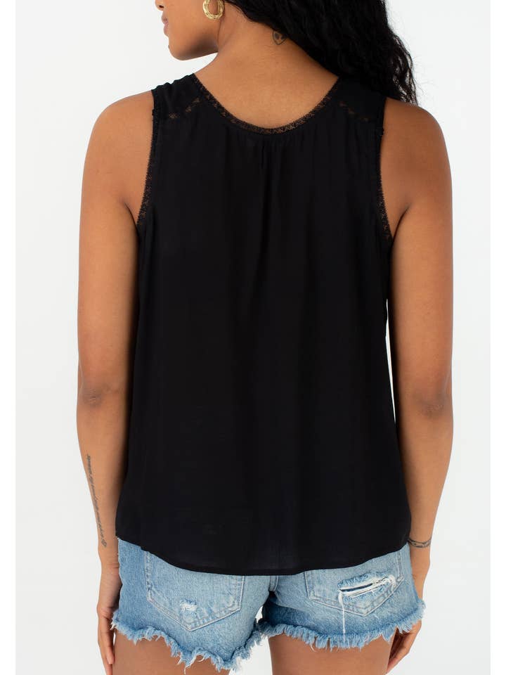 Lovestitch - Wholesale Tank Top - Women's - Sleeveless Lace Trim Scoop Neck Tank Top