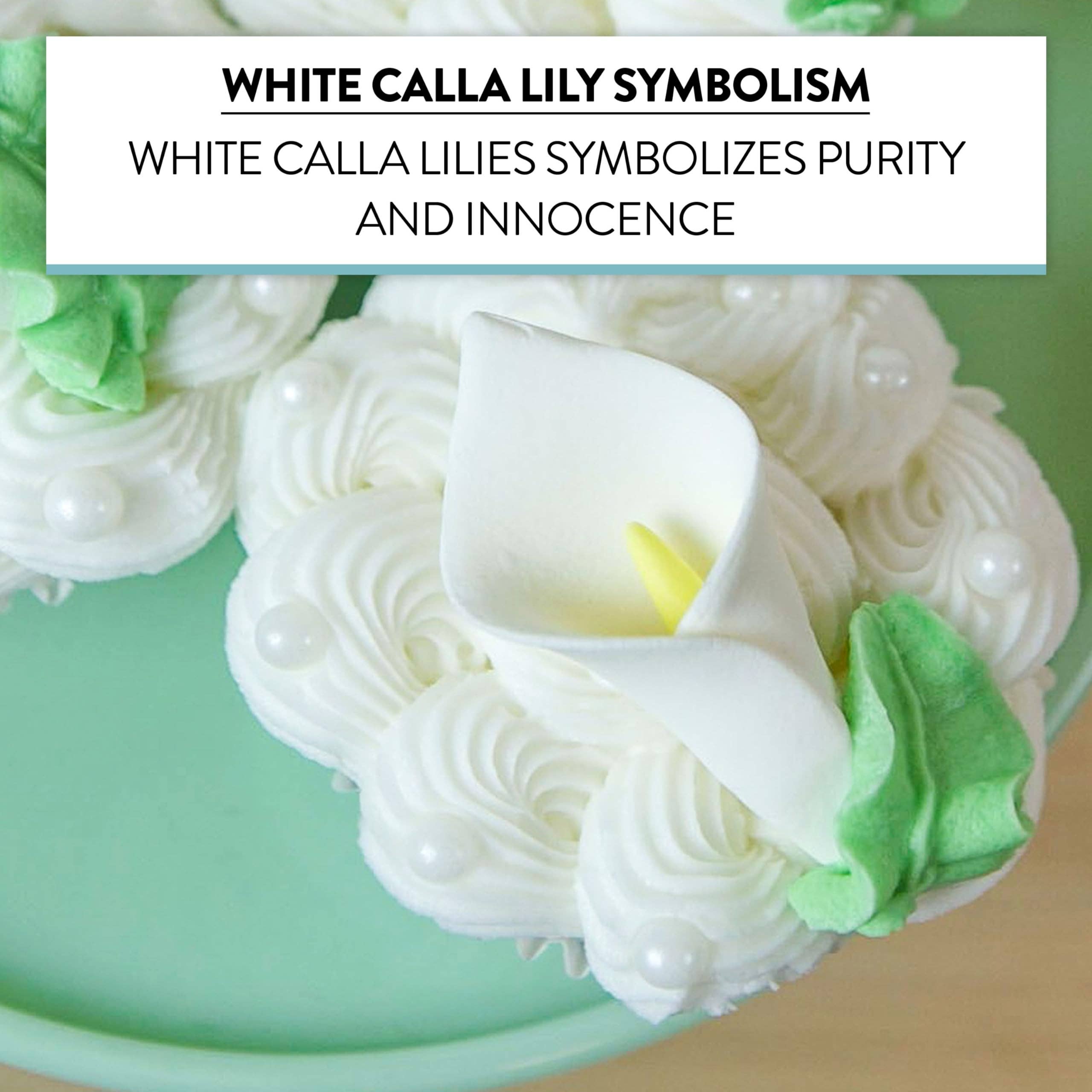 Global Sugar Art - Wholesale Cake/Cupcake Topper - Calla Lily Sugar Cake Flowers by Global Sugar Art, White with Yellow, Unwired, Medium, 18 Count4