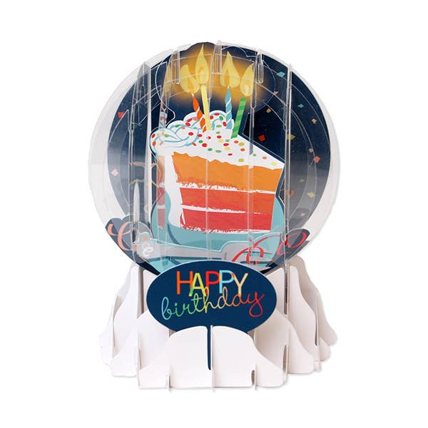 Up With Paper - Wholesale Birthday Card - Big Slice of Cake Snow Globe Pop-Up Card