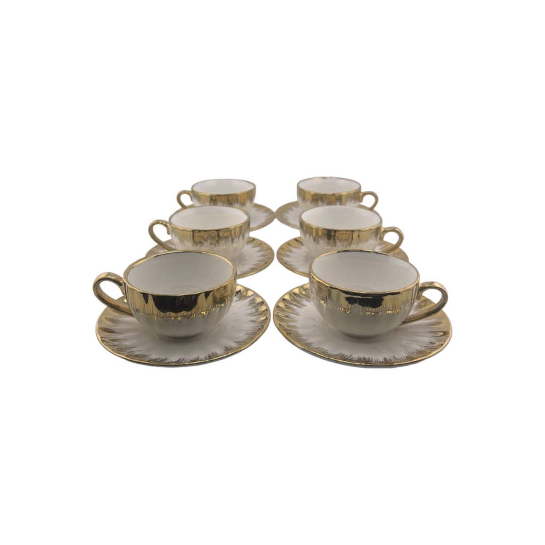 Atar Gifts - Wholesale Tea Set - White Tea and Coffee Set with Gold Accents1